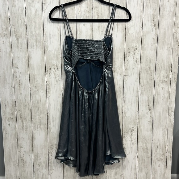 Free People Intimately Babydoll Just Dance Cutout Metallic Silver Dress Small - Picture 8 of 12
